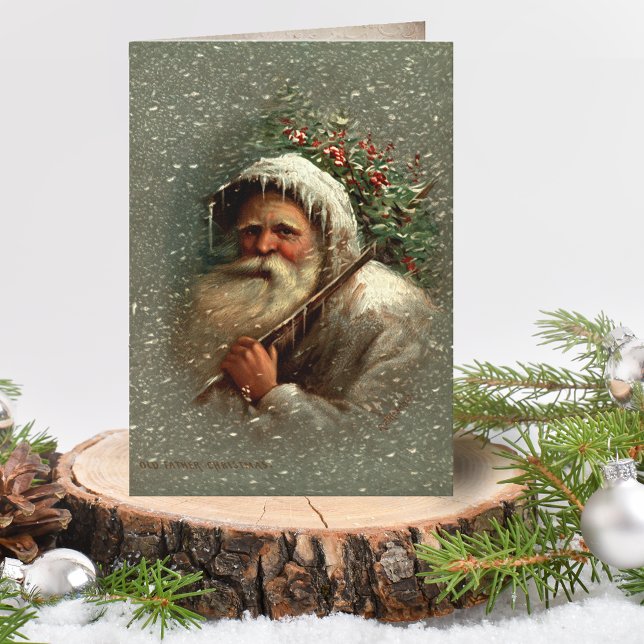 Vintage Old Father Christmas in Snow  Holiday Card (Creator Uploaded)