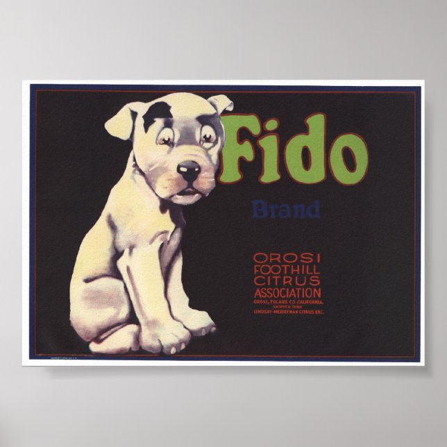 Vintage Old Fido Fruit Crate Labels Poster (Front)