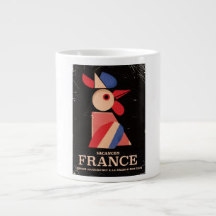 Vintage old France vacation poster Large Coffee Mug