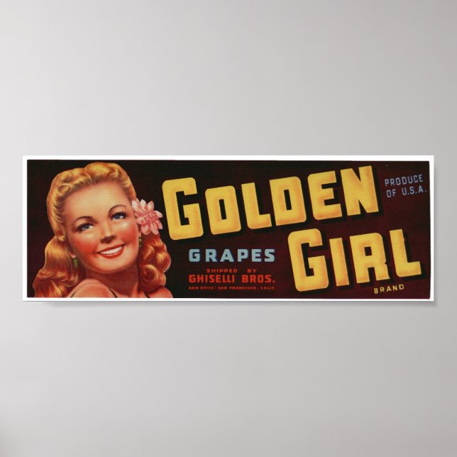 Vintage Old Grapes Fruit Crate Labels Poster (Front)
