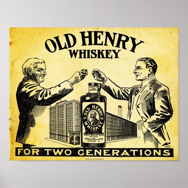 Vintage Old Henry Whiskey Poster (Front)