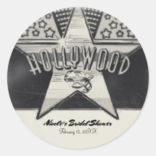Vintage Old Hollywood Black & White Custom Favour Classic Round Sticker