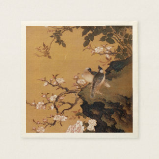 Vintage Old Japanese Painting of Two Birds Napkin