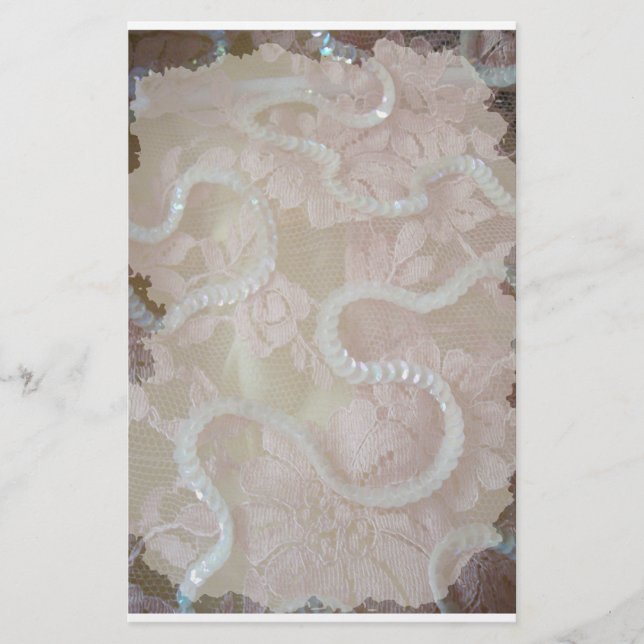 Vintage Old Lace and Sequins Stationery (Front)