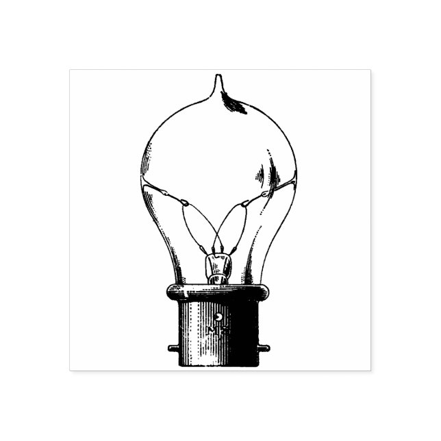 Vintage Old Light Bulb Rubber Stamp   (Imprint)