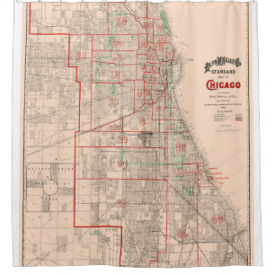 Vintage Old Map of Chicago - 1893 Shower Curtain