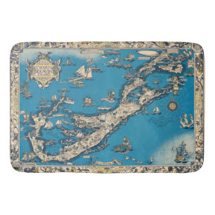 Vintage Old Map of the Bermuda Islands Bath Mat