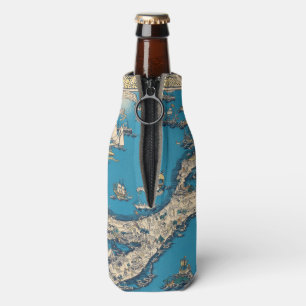 Vintage Old Map of the Bermuda Islands Bottle Cooler