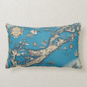 Vintage Old Map of the Bermuda Islands Lumbar Cushion