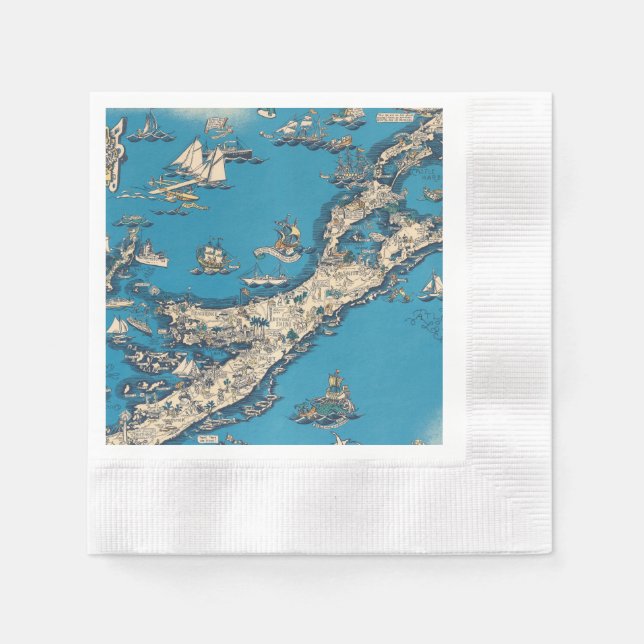 Vintage Old Map of the Bermuda Islands Napkin (Front)