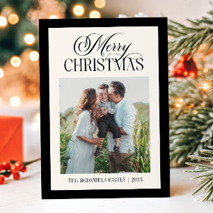 Vintage Old Money Custom Picture Merry Christmas Holiday Card