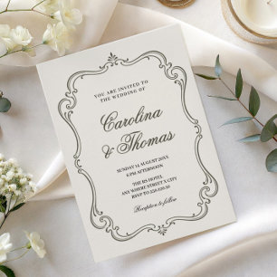 Vintage old money palace wedding invitation