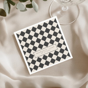 Vintage Old Money Preppy Checkered Retro Wedding Napkin