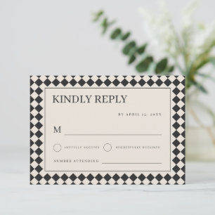 Vintage Old Money Preppy Checkered Wedding RSVP Card