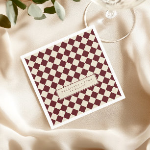 Vintage Old Money Preppy Chequered Retro Wedding Napkin