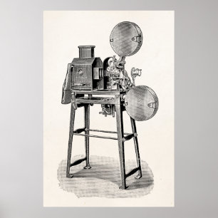 Vintage Old Movie Camera Cinematography Equipment Poster