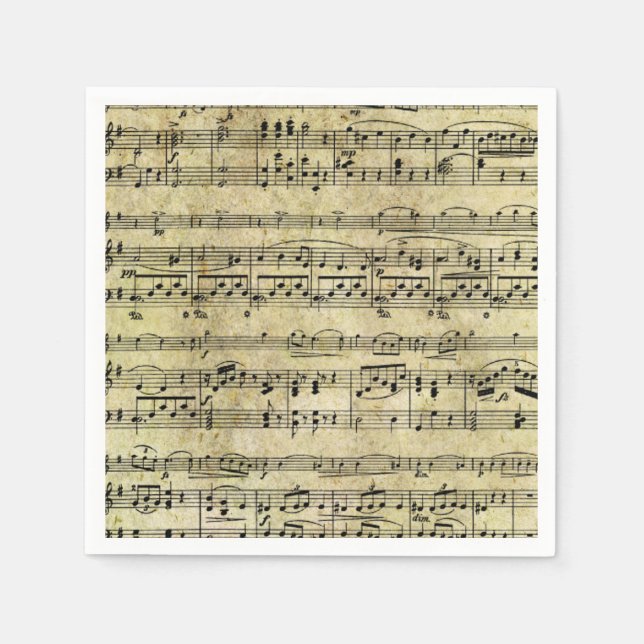 Vintage Old Music Notes Paper Texture Napkin (Front)