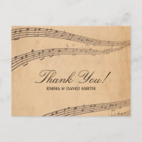 Vintage Old Music Notes Thank You Cards