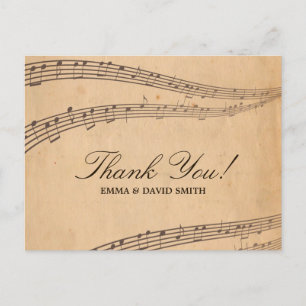 Vintage Old Music Notes Thank You Cards