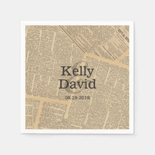 Vintage Old Newspaper Background Wedding Napkin