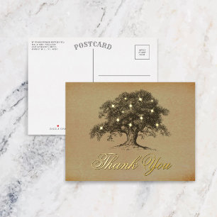 Vintage Old Oak Tree Wedding Thank You Real Foil Invitation Postcard