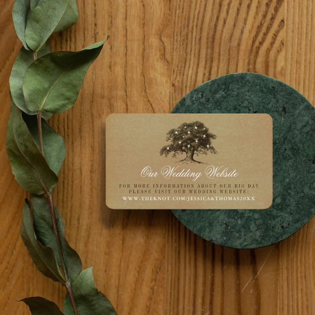 Vintage Old Oak Tree Wedding Website Enclosure Card (Creator Uploaded)