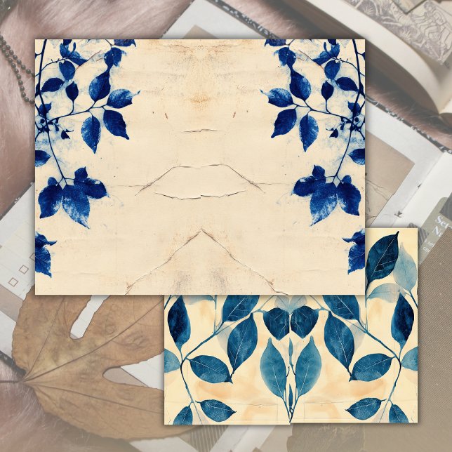 Vintage Old Page Blue Greenery Junk Journal (Creator Uploaded)