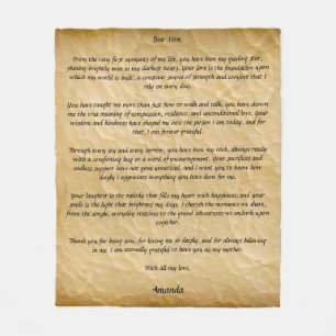 Vintage Old Paper Custom Letter for Mum Fleece Blanket