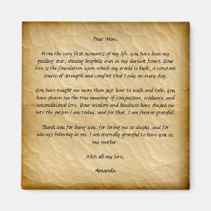 Vintage Old Paper Custom Letter for Mum Magnet