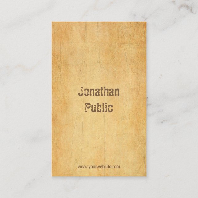 Vintage Old Paper Distressed Script Professional Business Card (Front)