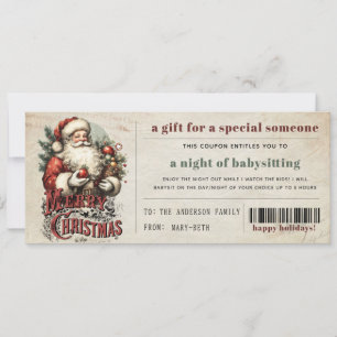 Vintage Old Paper Grunge Christmas Gift Coupon Holiday Card