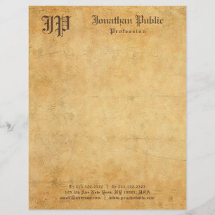 Vintage Old Paper Look Elegant Template Monogram Custom Letterhead