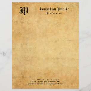 Vintage Old Paper Look Monogram Elegant Template Custom Letterhead