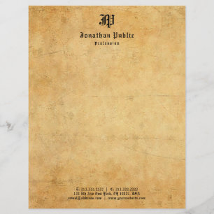 Vintage Old Paper Look Monogram Personalised Cool Custom Letterhead