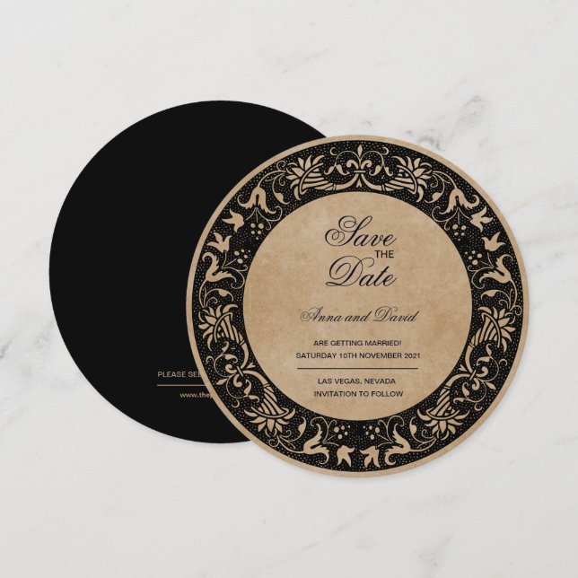 Vintage Old Paper Royal Save The Date Invitation (Front/Back)