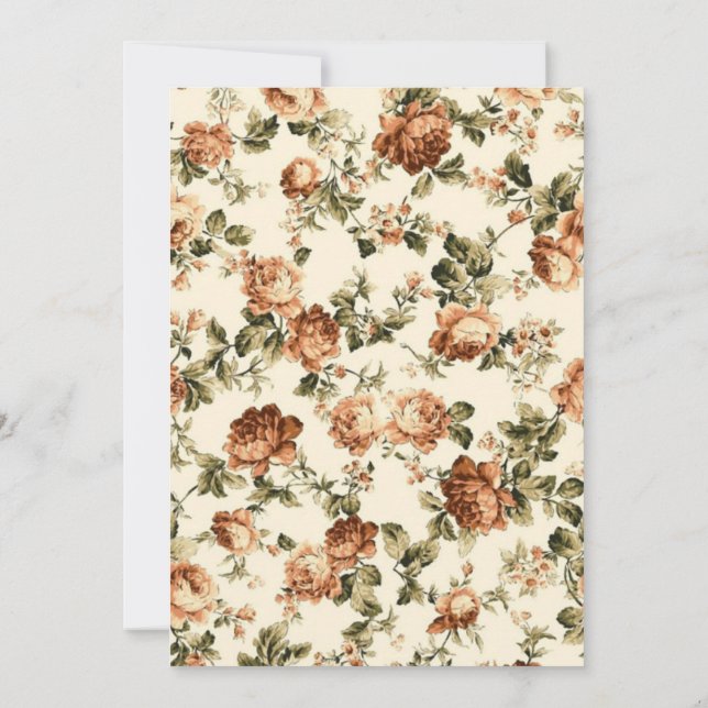 Vintage Old Paper, Rustic Wedding Invitation (Back)