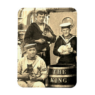 Vintage Old Photo 3 Sailors Holding Cats Magnet