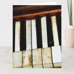 Vintage old piano keys card