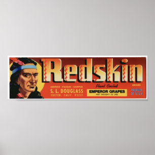 Vintage Old Redskin Indian Fruit Crate Labels Poster