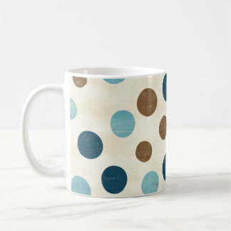 Vintage Old Retro Blue Brown Polka Dots  Coffee Mug