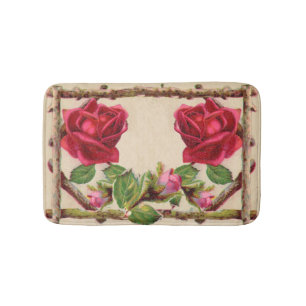 Vintage old rose rustic Victorian Antique Classic Bath Mat