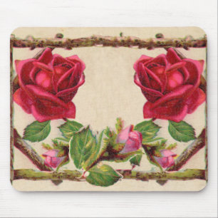 Vintage old rose rustic Victorian Antique Classic Mouse Pad