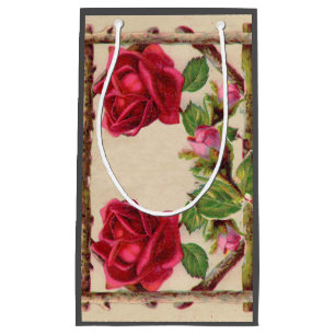 Vintage old rose rustic Victorian Antique Classic Small Gift Bag