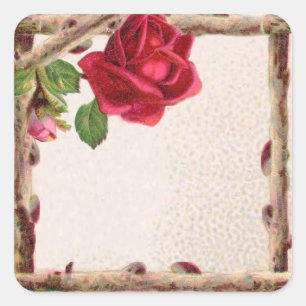 Vintage old rose rustic Victorian Antique Classic Square Sticker