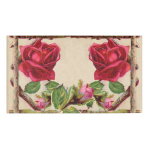 Vintage old rose rustic Victorian Antique Name Tag