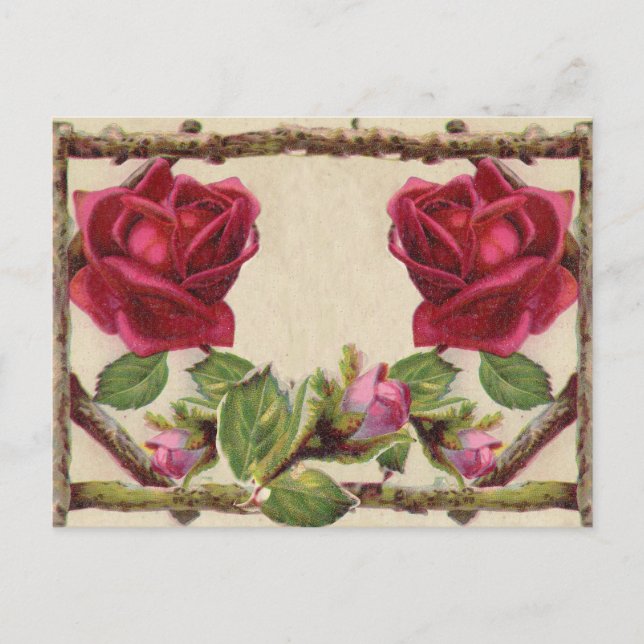 Vintage old rose rustic Victorian Antique Postcard (Front)