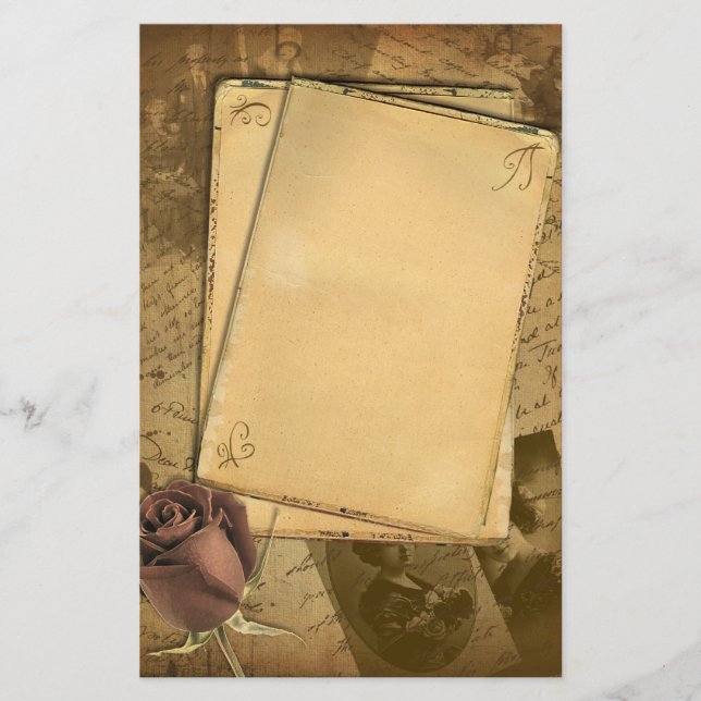 Vintage Old Rose Stationery (Front)