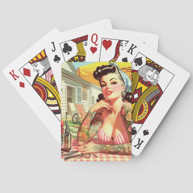 Vintage Old School Pin-up Playing Cards (Back)