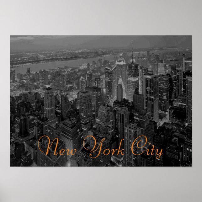 Vintage Old Style New York City Script Poster (Front)