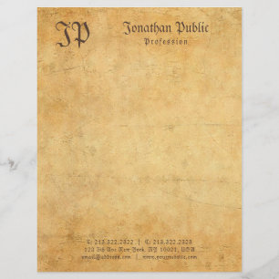 Vintage Old Style Paper Elegant Template Monogram Custom Letterhead